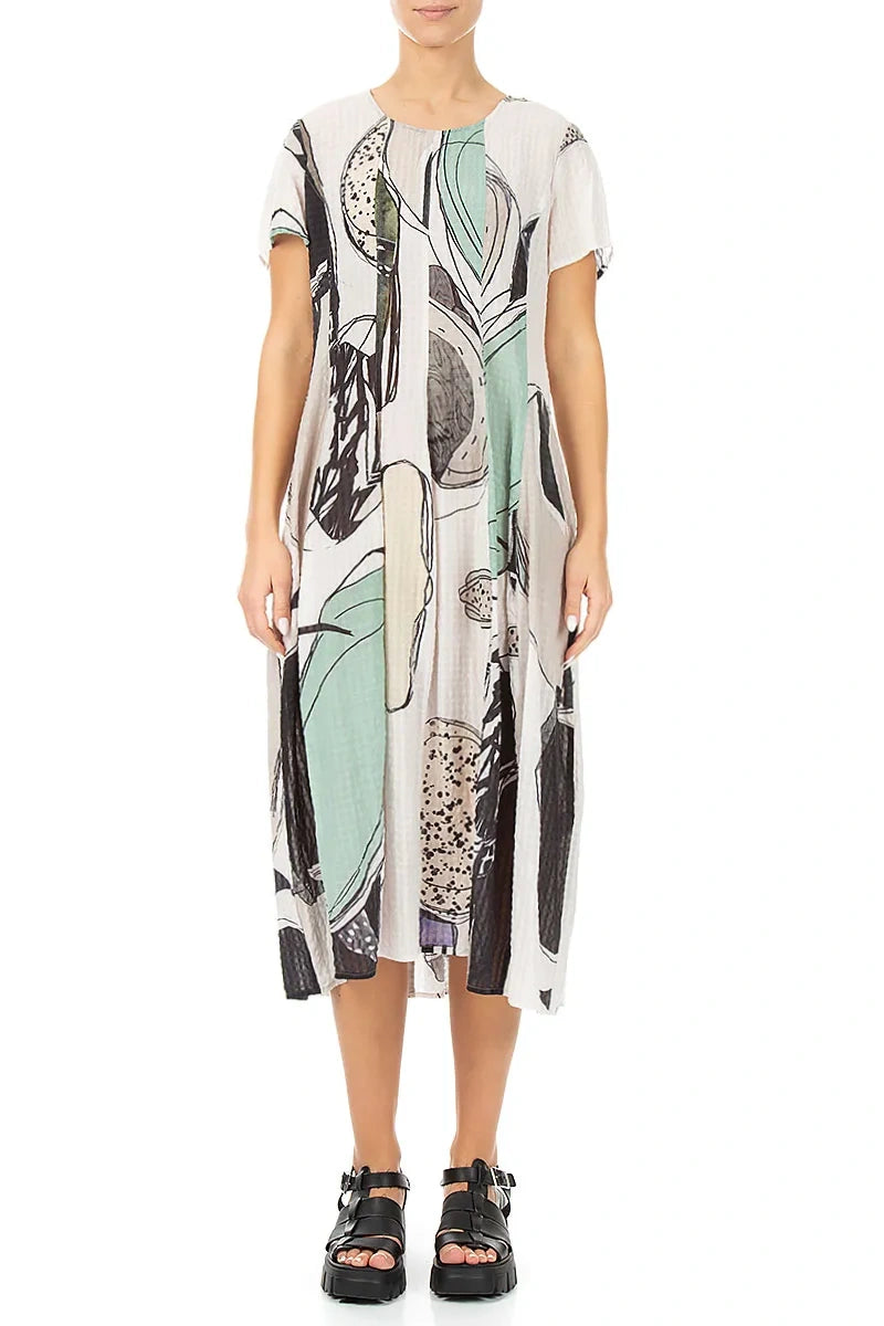 Balloon Tumbled Stone Textured Silk Dress