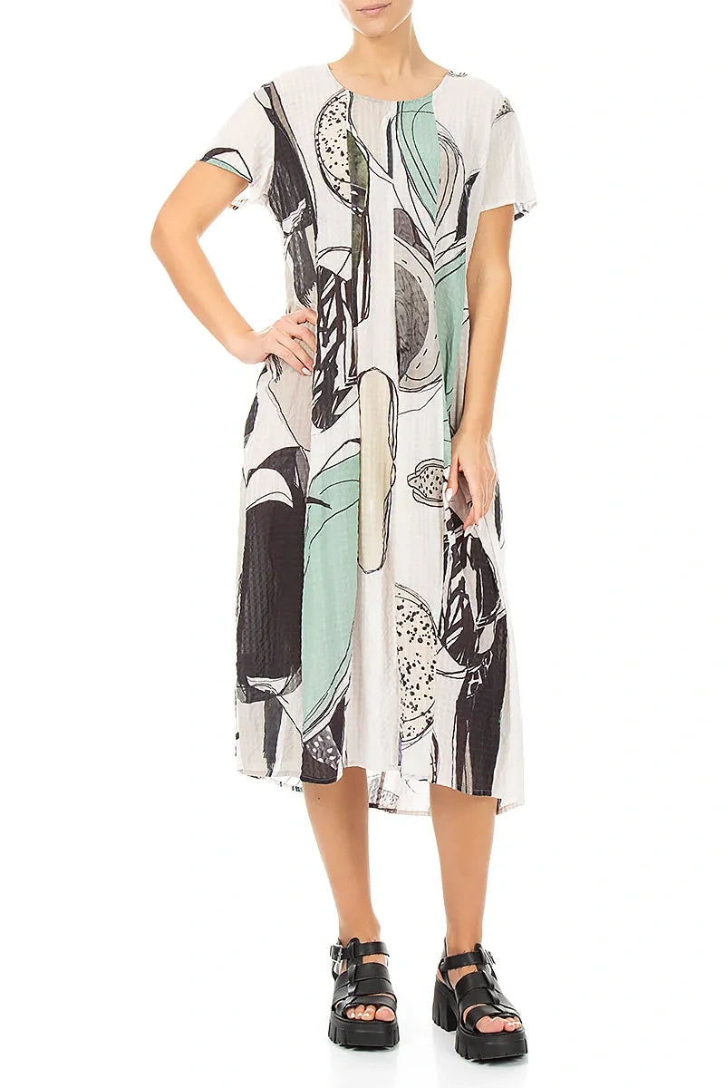 Balloon Tumbled Stone Textured Silk Dress