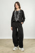 Barrel Leg Black Cashmere Cotton Trousers 1