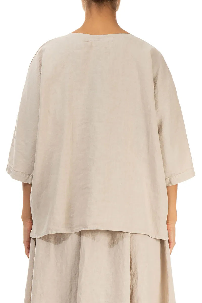 Beige Centre Placket Linen Jacket 2