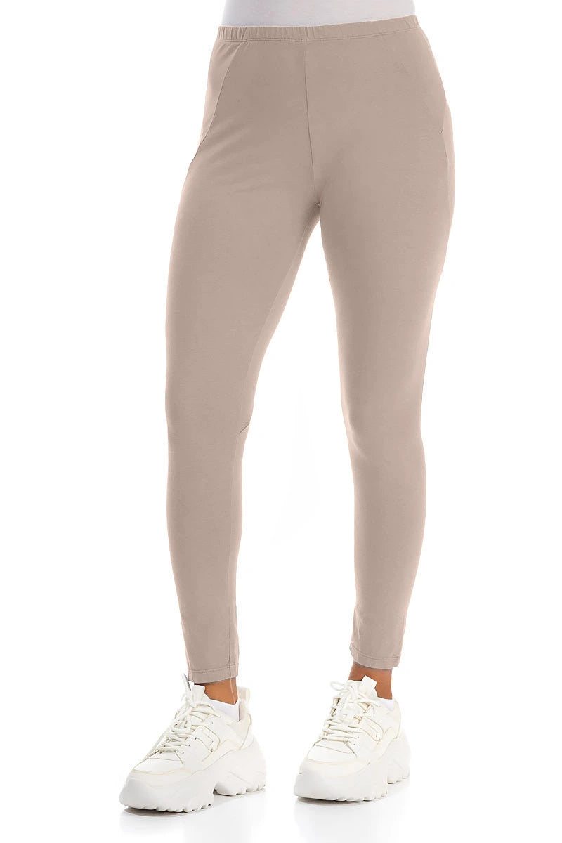 Beige Cotton Leggings 3