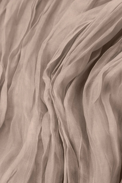 Beige Crumpled Silk Chiffon Skirt 4