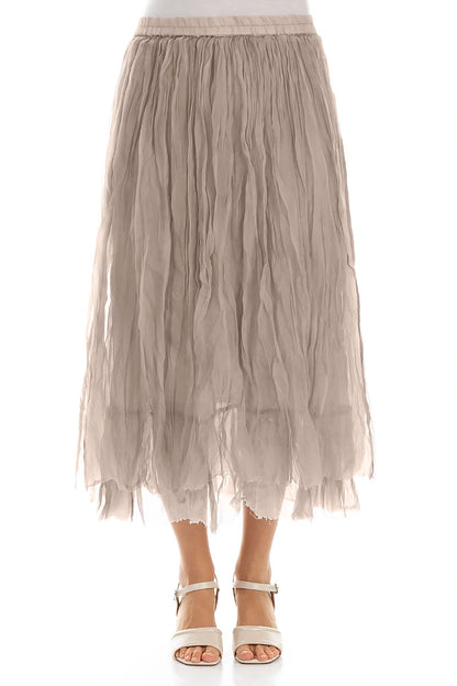 Beige Crumpled Silk Chiffon Skirt 1