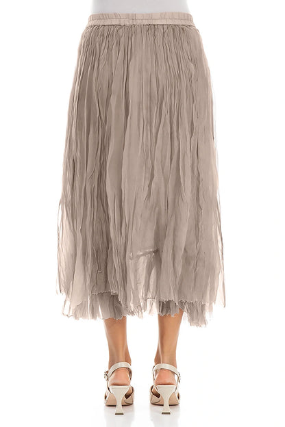 Beige Crumpled Silk Chiffon Skirt 2