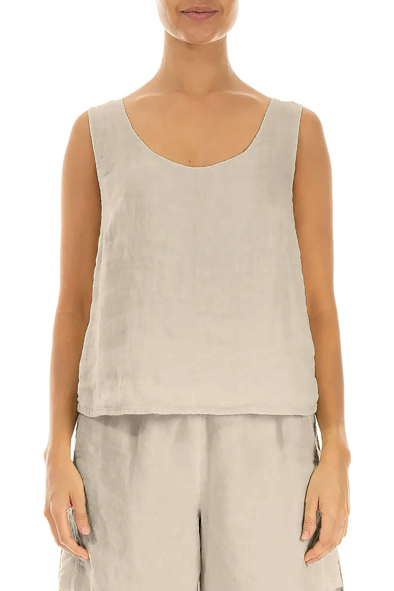 Haut en lin de gaze beige