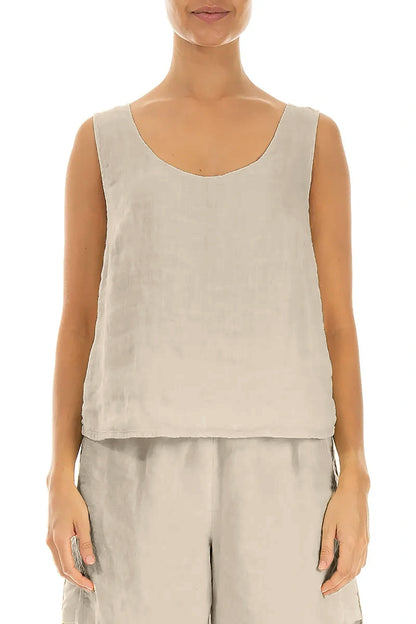 Haut en lin de gaze beige