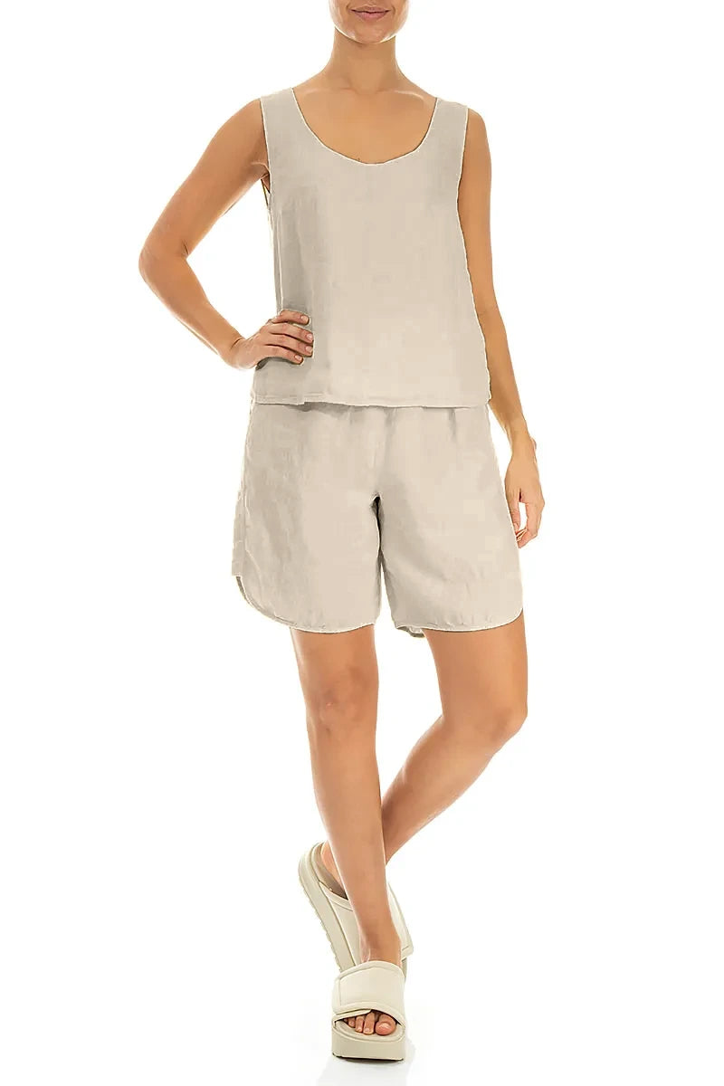 Haut en lin de gaze beige