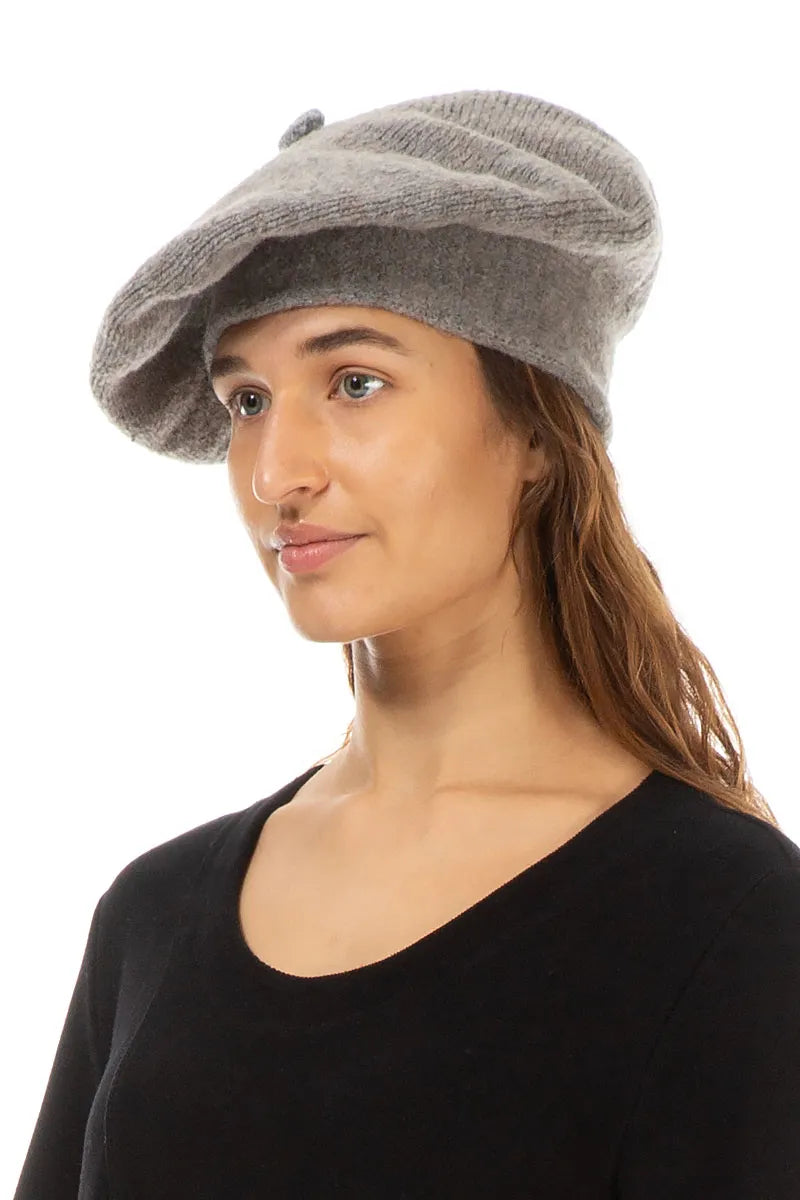 Beige Knitted Wool Beret 1