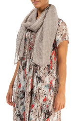 Beige Light Textured Silk Scarf 3