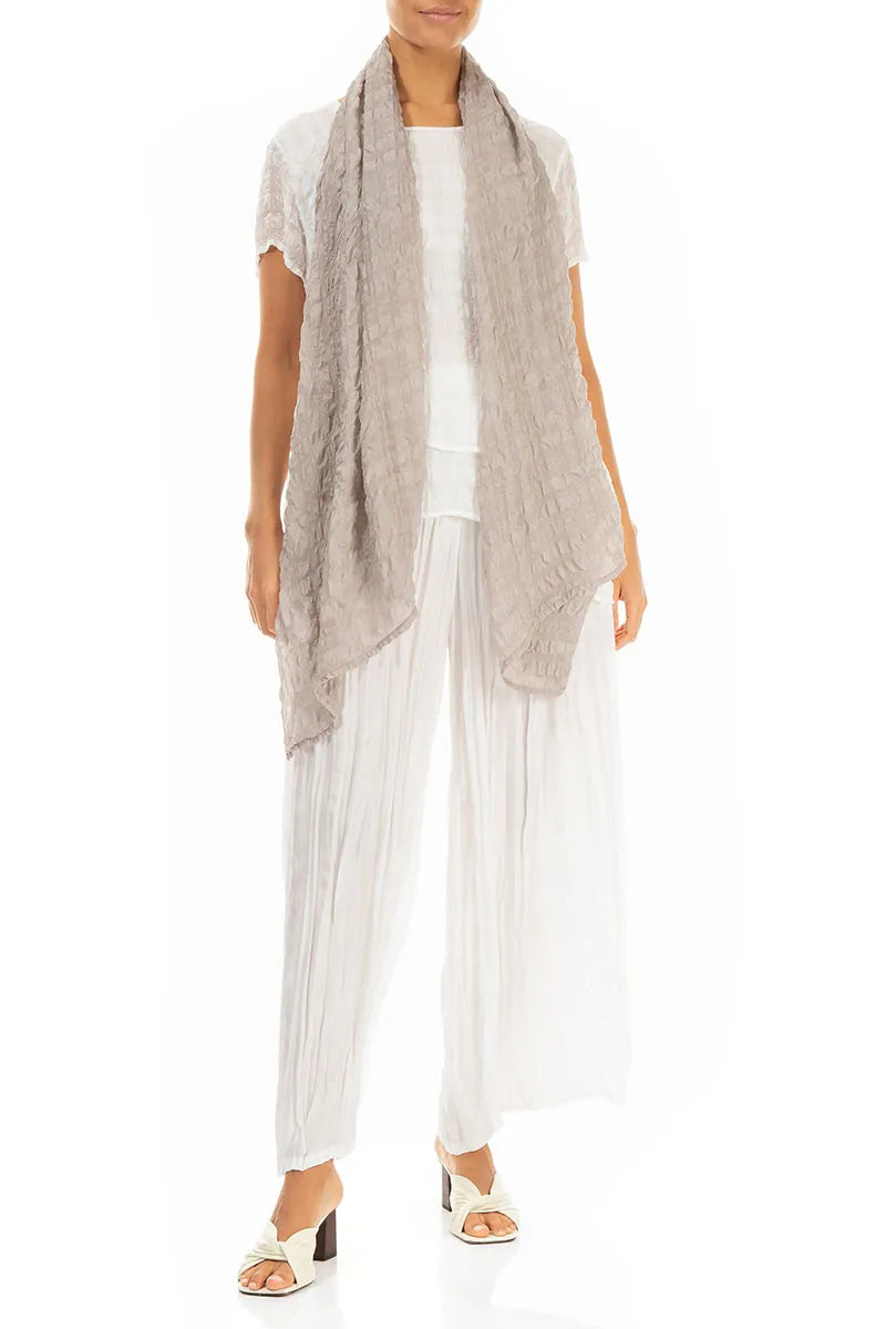 Écharpe en soie texturée beige clair