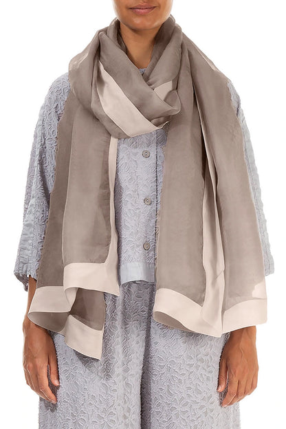 Écharpe en mousseline de soie beige