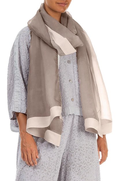 Écharpe en mousseline de soie beige