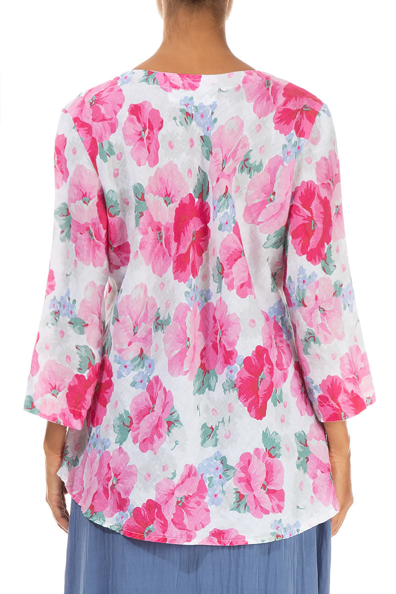Bell Shape Peony Blossom Linen Blouse 2