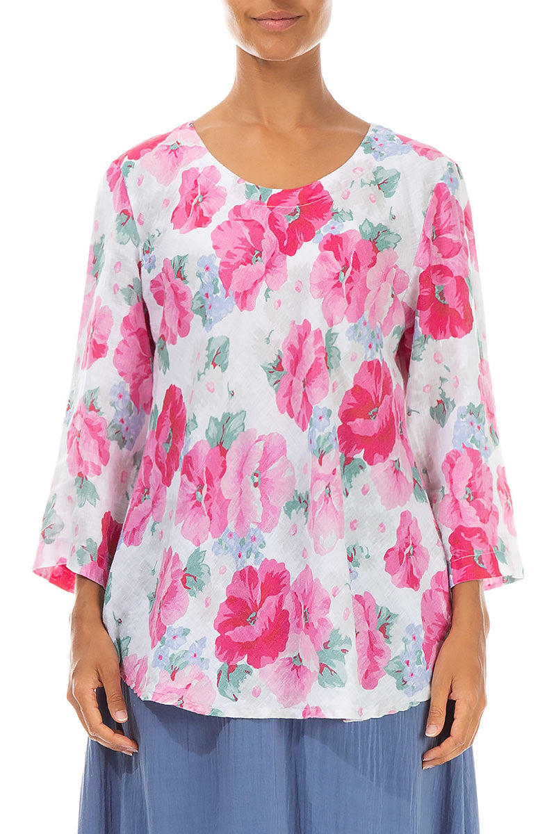 Bell Shape Peony Blossom Linen Blouse 1