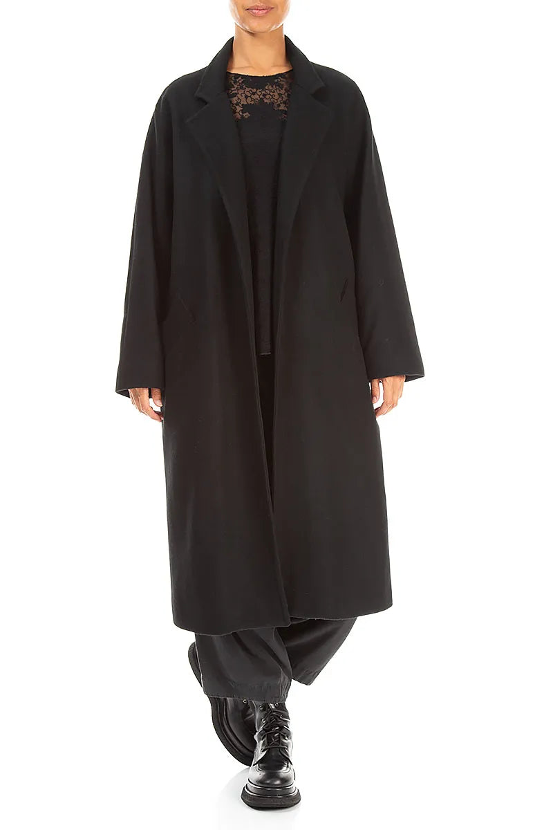 Belted Black Wool Coat 4