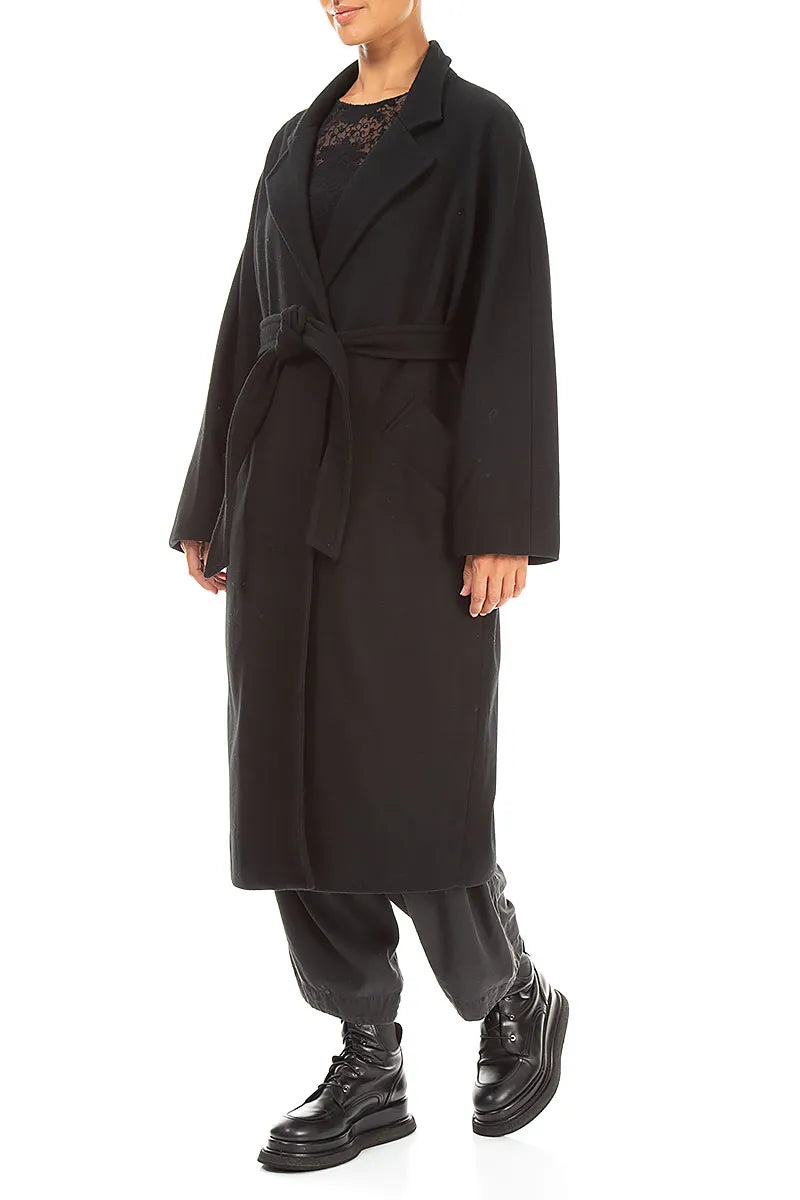 Belted Black Wool Coat 5