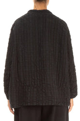 Black Checkered Linen Cotton Jacket 2