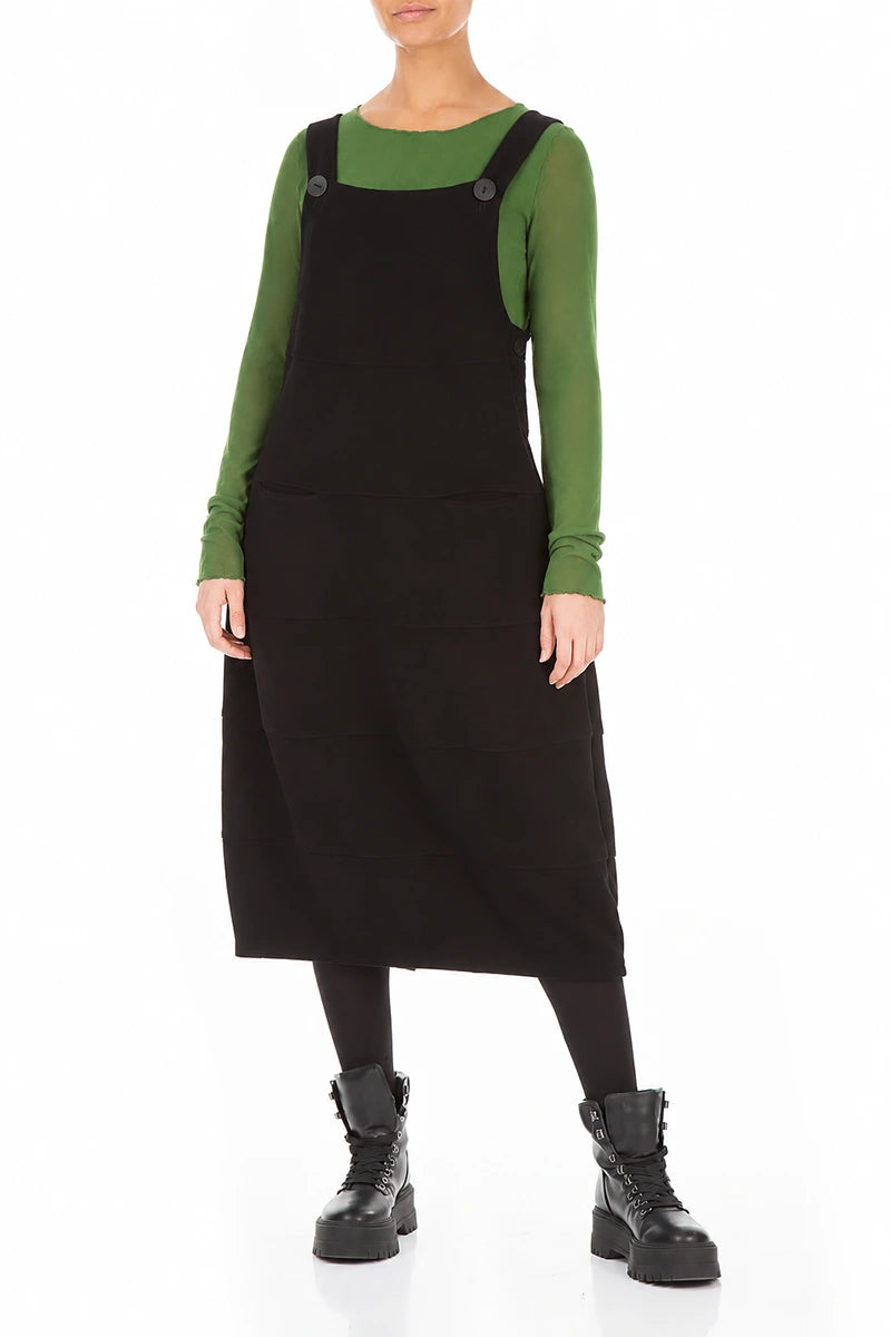 Black Cotton Jersey Balloon Dungaree Dress 4