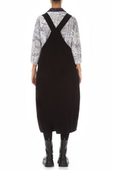 Strappy Black Cotton Dungaree Dress 2