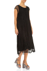 Black Crumpled Silk Chiffon Dress 3