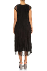 Black Crumpled Silk Chiffon Dress 2