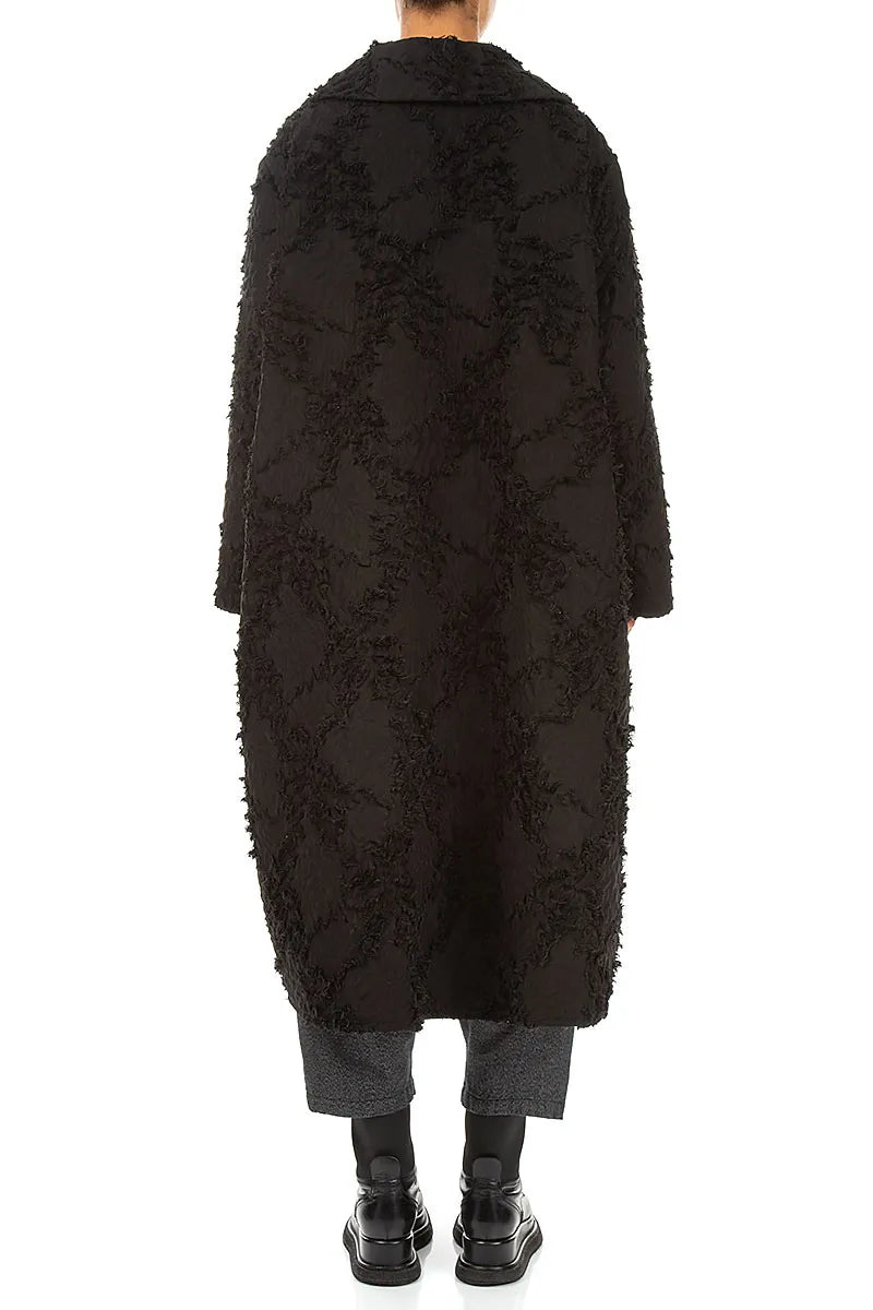 Black Feathered Cocoon Jacket 2