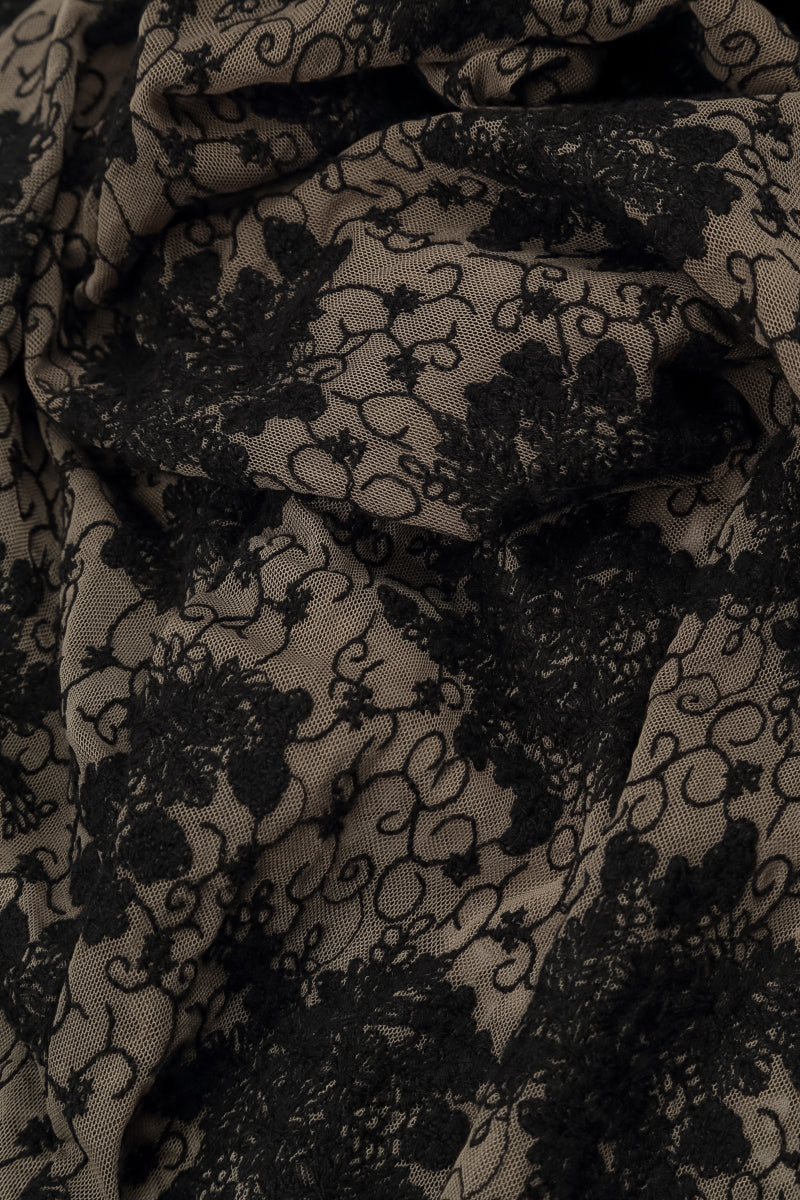 Black Floral Cotton Lace Wristlets 5