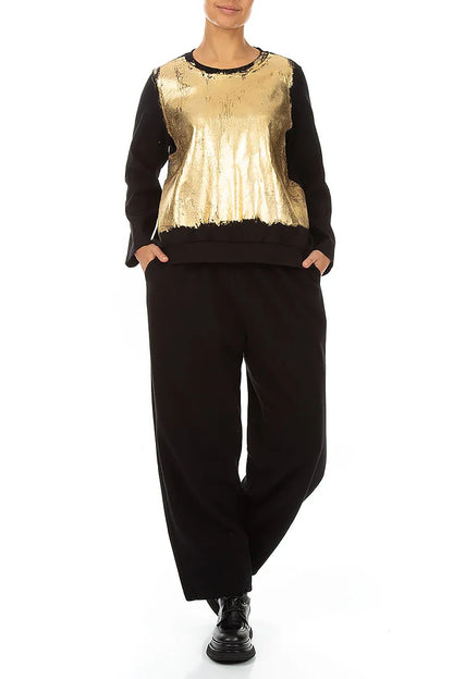 Black Gold Metallic Cotton Blouse 4