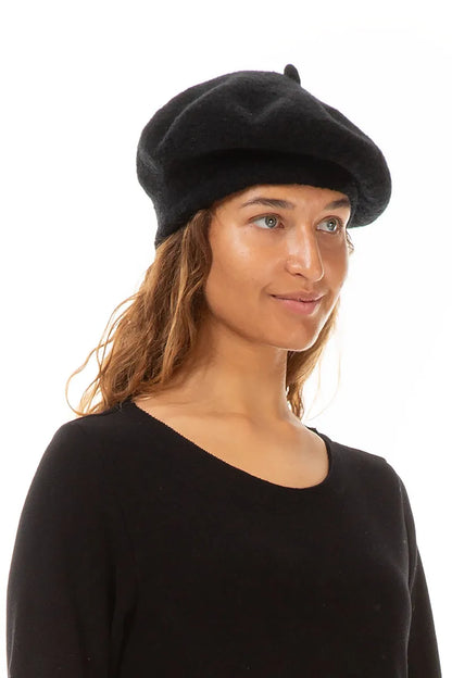 Black Knitted Wool Beret 3