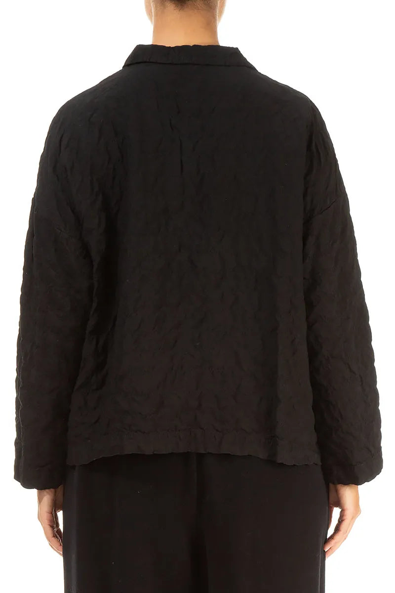 Black Pleated Silk Bamboo Jacket 2