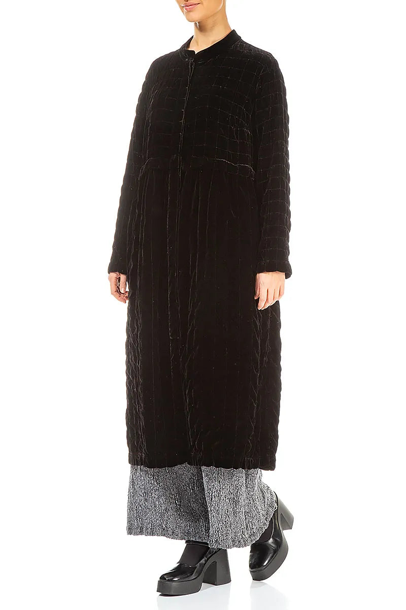 Veste en velours de soie plissé noir - Manteau