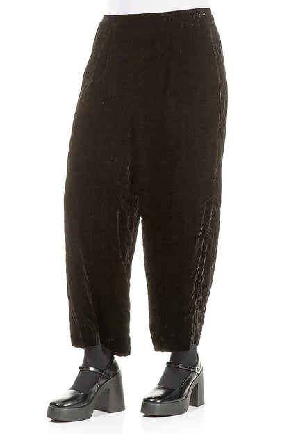 Pantalon en velours de soie plissé cuivré vieilli