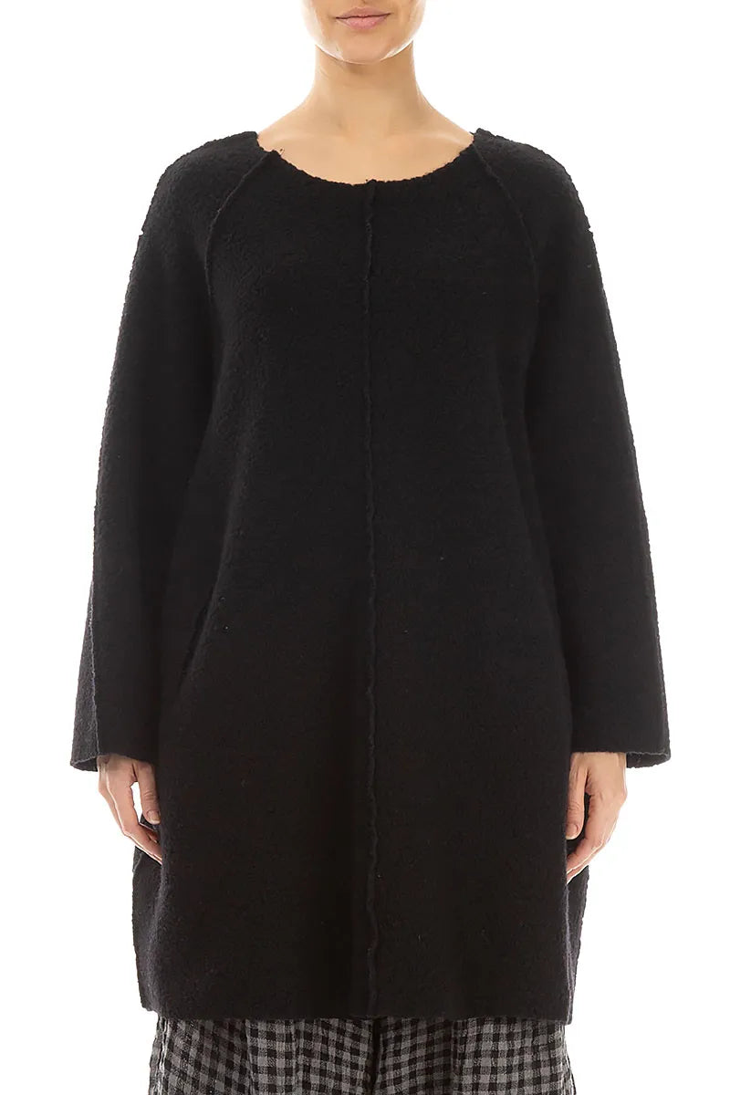 Black Plush Wool Cotton Tunic 1
