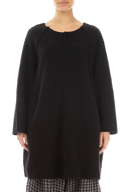 Black Plush Wool Cotton Tunic 1