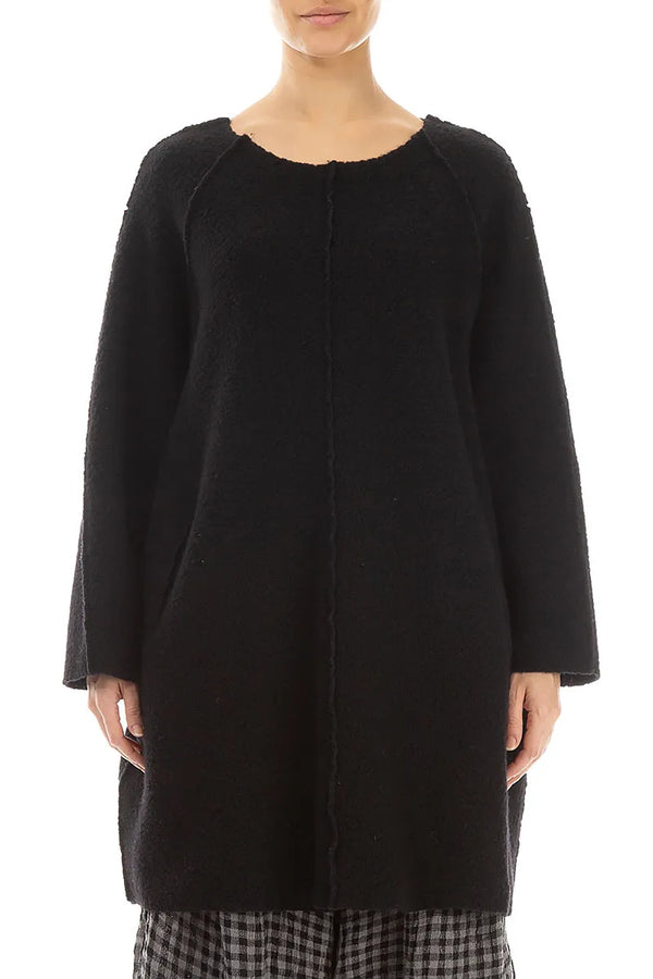 Black Plush Wool Cotton Tunic 1