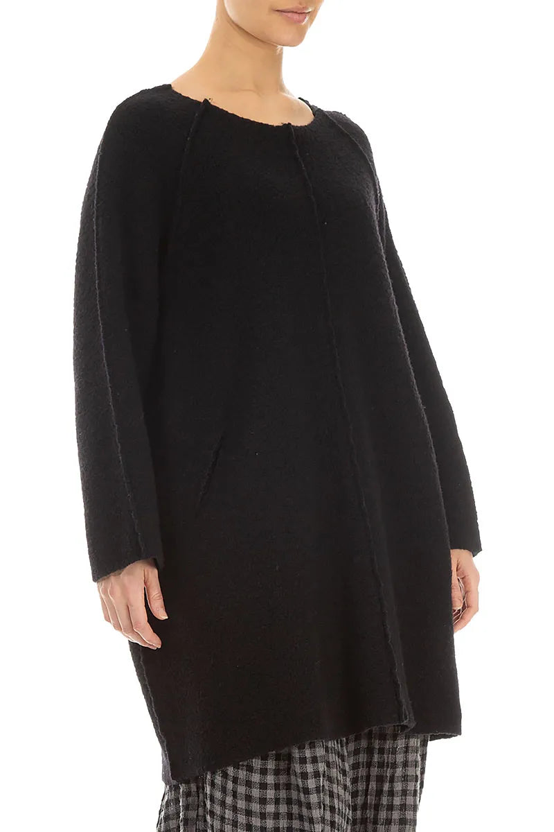 Black Plush Wool Cotton Tunic 3