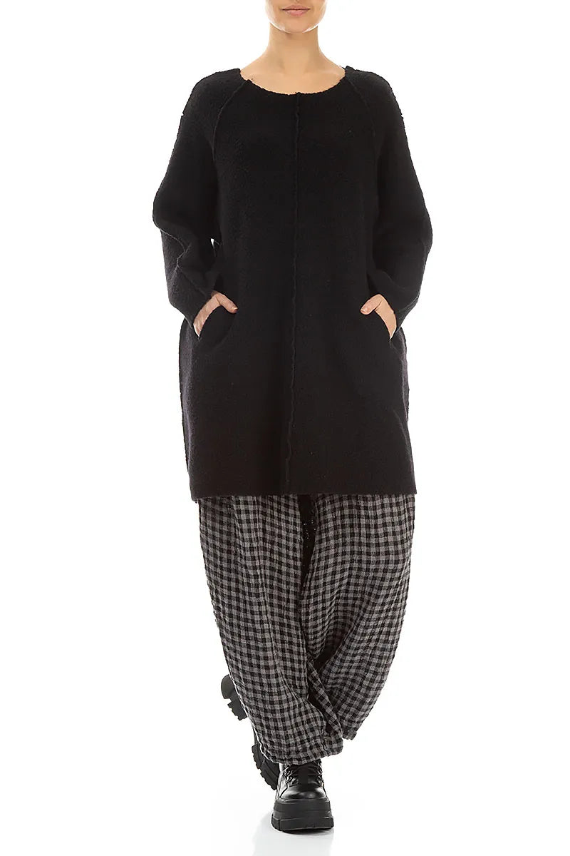 Black Plush Wool Cotton Tunic 4