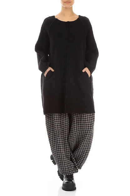 Black Plush Wool Cotton Tunic 4