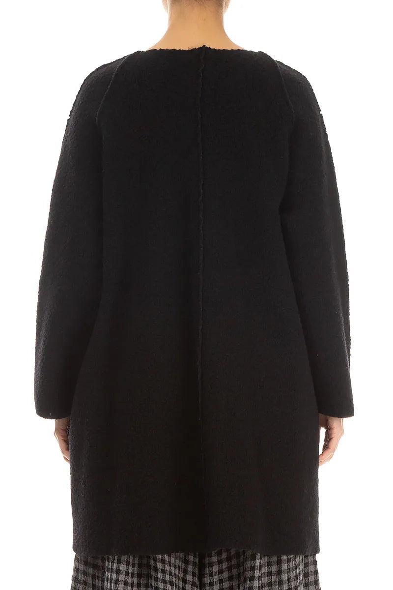 Black Plush Wool Cotton Tunic 2