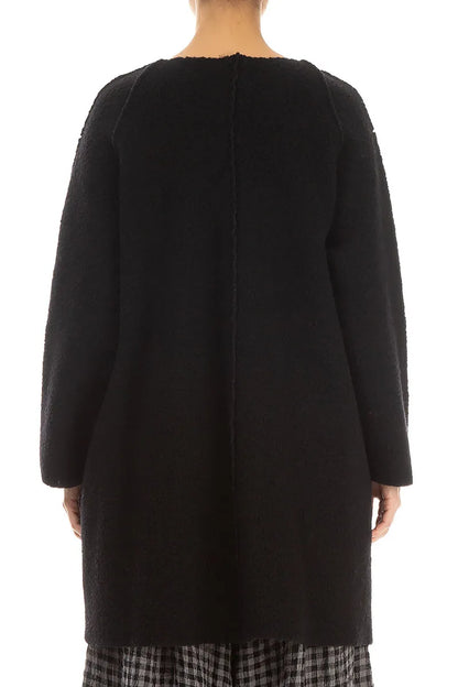 Black Plush Wool Cotton Tunic 2