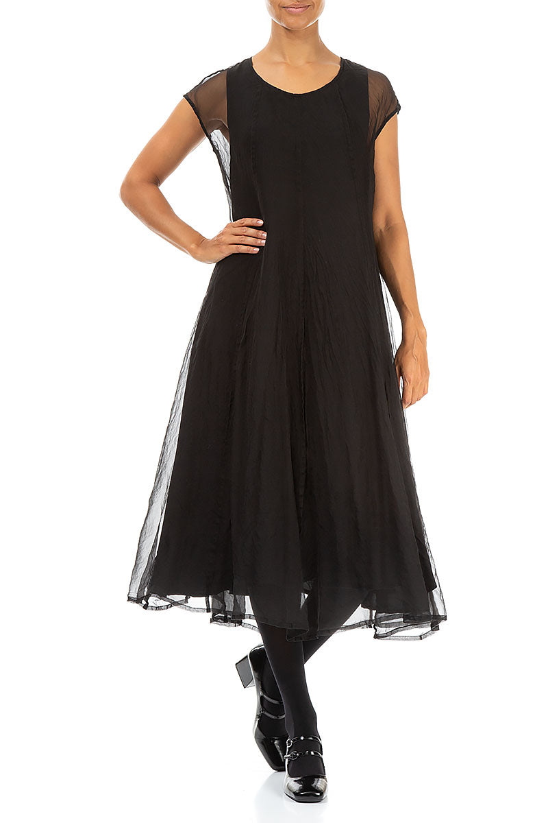 Black Silk Chiffon Dress 4