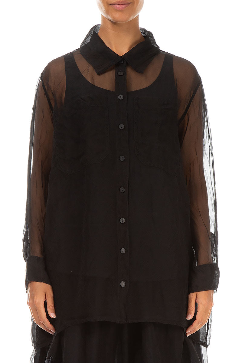 Black Silk Chiffon Shirt 1