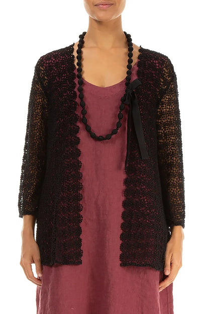 Black Silk Fine Bead Necklace 1