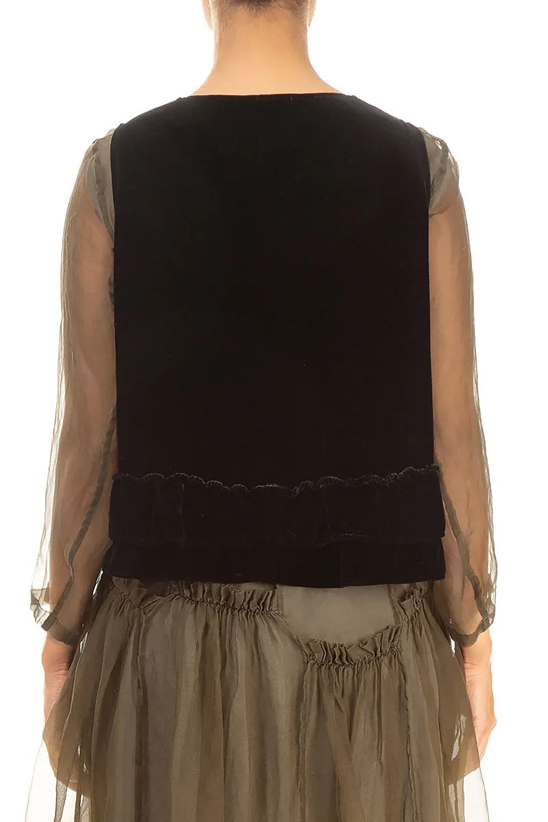 Gilet en velours de soie noire