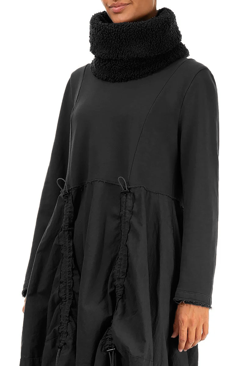 Écharpe infinie en coton noir Teddy