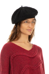Black Wavy Cotton Beret 1
