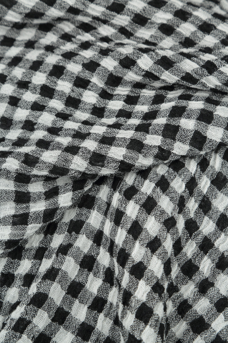 Black &amp; White Check Linen Scarf 4