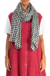 Black & White Check Linen Scarf 1