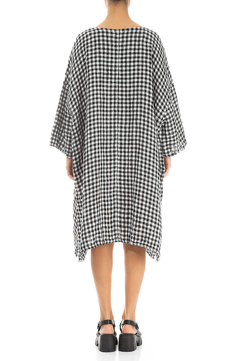 Black &amp; White Check Linen Tunic Dress 2