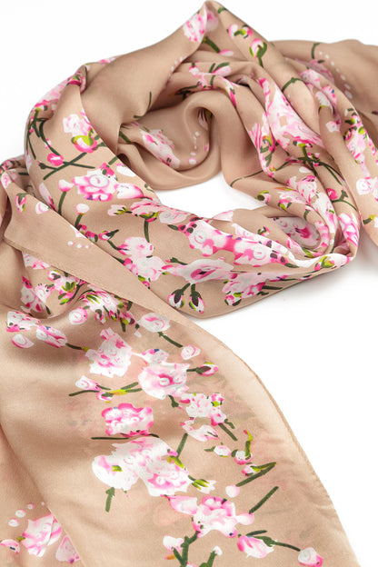 Blossom Beige Silk Scarf 5